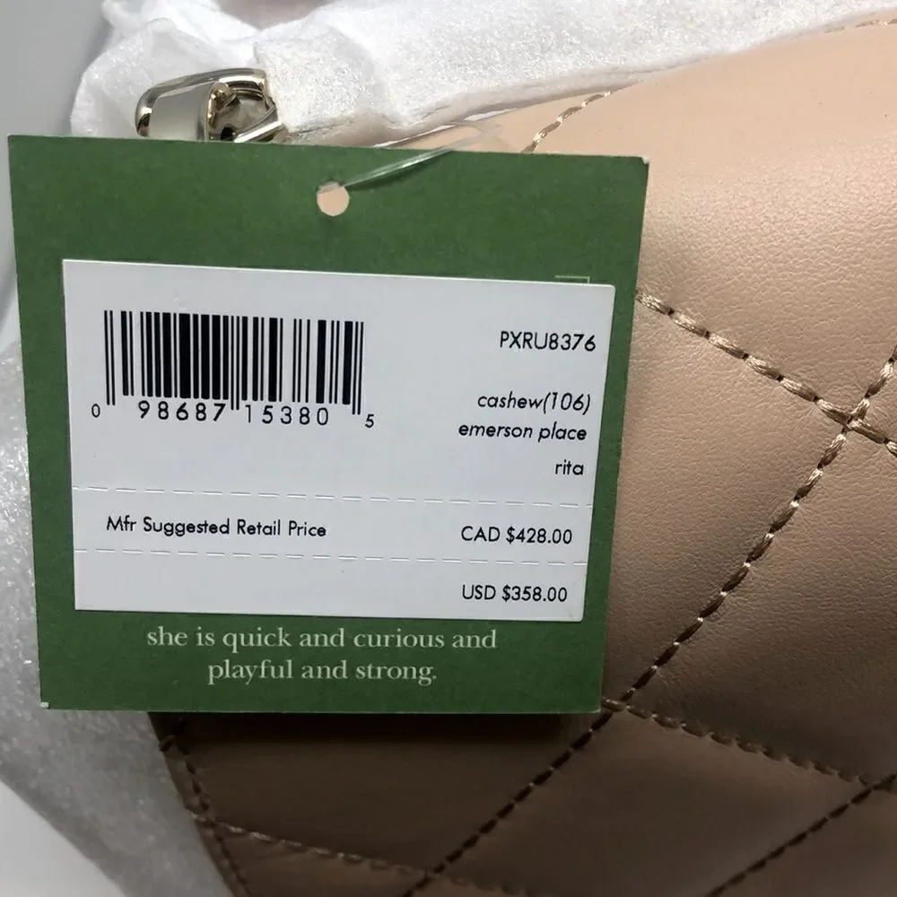 KATE SPADE NEW YORK Emerson Place Rita Crossbody Cashew Color NEW with Tags